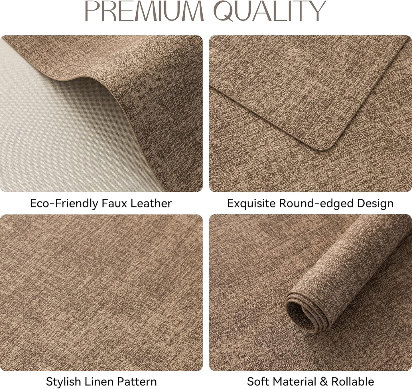 Romanstile Vinyl Placemats Set of 4-12 X 18 Inch - Heat Resistant Place Mats 100% Waterproof Oilproof Wipeable Reversible Faux Leather Table Mats for Kitchen/Dining/Party/Outdoor, Coffee