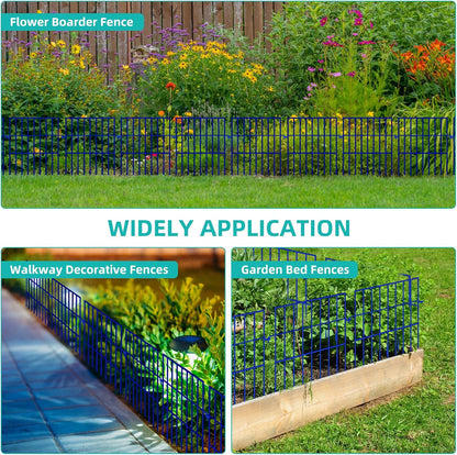 Animal Barrier Fence, 10 Panels No Dig Fences, 17in(H) X 10.8ft(L) Garden Fence Animal Barrier for Rabbits and Dog Under Fencing Barrier, Rustproof Metal Fences Border for Outdoor, Yard, Patio