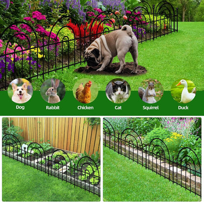 Decorative Garden Fence, 15 Panels No Dig Fence 21.25ft(L) x13in(H) Animal Barrier for Dog Rabbit, Arched Flower Bed Wire Border Rustproof Metal Panel Fencing for Yard Patio Outdoor Decor