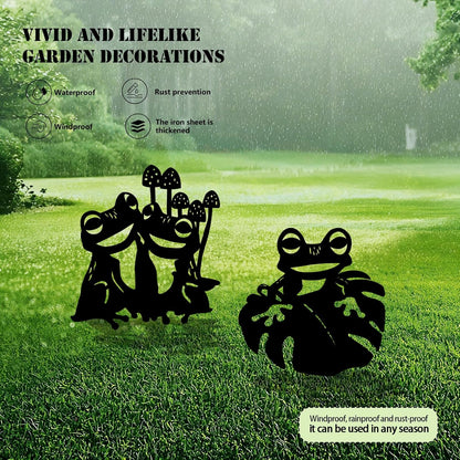 3 Pack Frog Metal Garden Decorative Stakes, Weather Proof Silhouette Statues for Yard, Patio,Outdoor Decor for Frog Lovers and Pet Owners