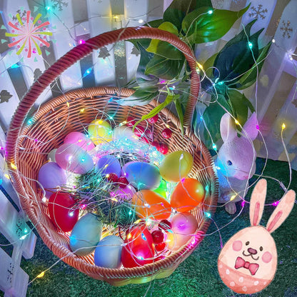 4-Pack Easter Lights Battery Operated, Pastel Fairy Lights with Timer, Waterproof 16FT 50LED Christmas String Light Indoor Outdoor for Easter Home Bedroom Christmas Centerpiece Decoration (Multicolor)