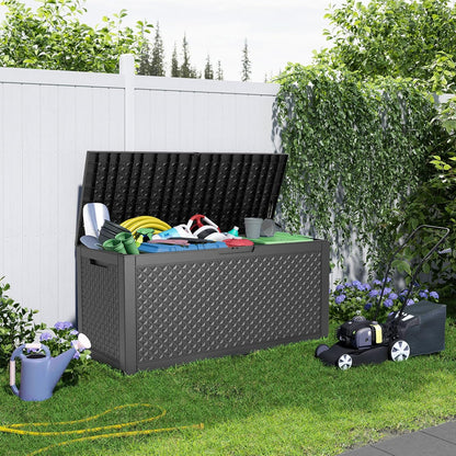 Vixzen 100 Gallon Waterproof Deck Box – Outdoor Storage Organizer for Patio & Garden,Black Pattern