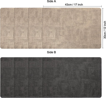 Myir JUN Placemats Dual Sided, Faux Leather Place Mats Set of 6 Indoor Placemat for Dining Table Outdoor Place Mat Manteles Individuales Square Non-Slip Washable Table Mats (Gray Beige, Set of 6)