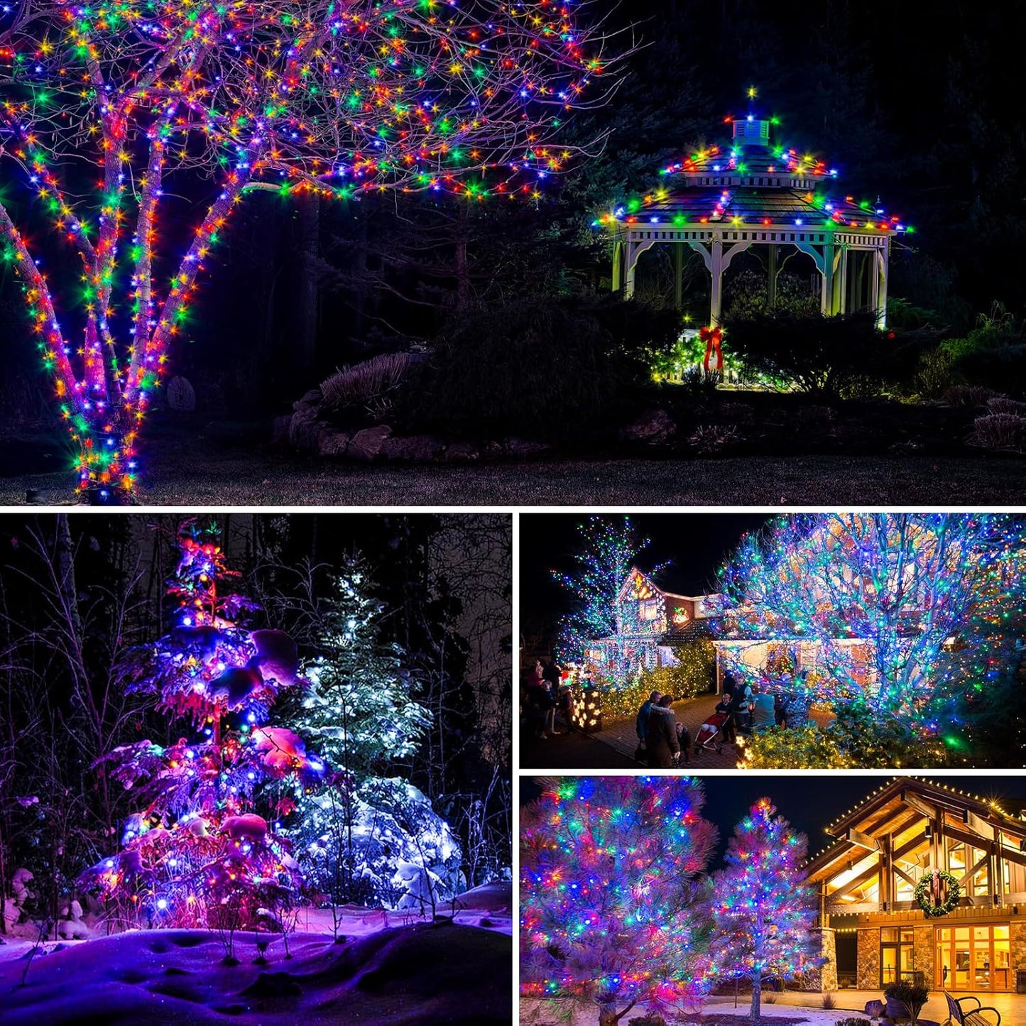 6 Pack Solar String Lights for Outside - 480LED 198FT Solar Fairy Lights Outdoor Waterproof 8 Modes, Copper Wire Solar Powered Twinkle Lights for Tree Garden Christmas Wedding Party Decor, Multicolor