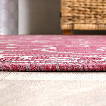 JONATHAN Y Vintage Filigree Indoor Outdoor Runner Rug 2X10 Fuchsia/Light Gray, Charleston Textured Weave for Backyard, Patio, Porch, Easy-Cleaning, Pet-Friendly, Non-Shedding (SMB106J-210)