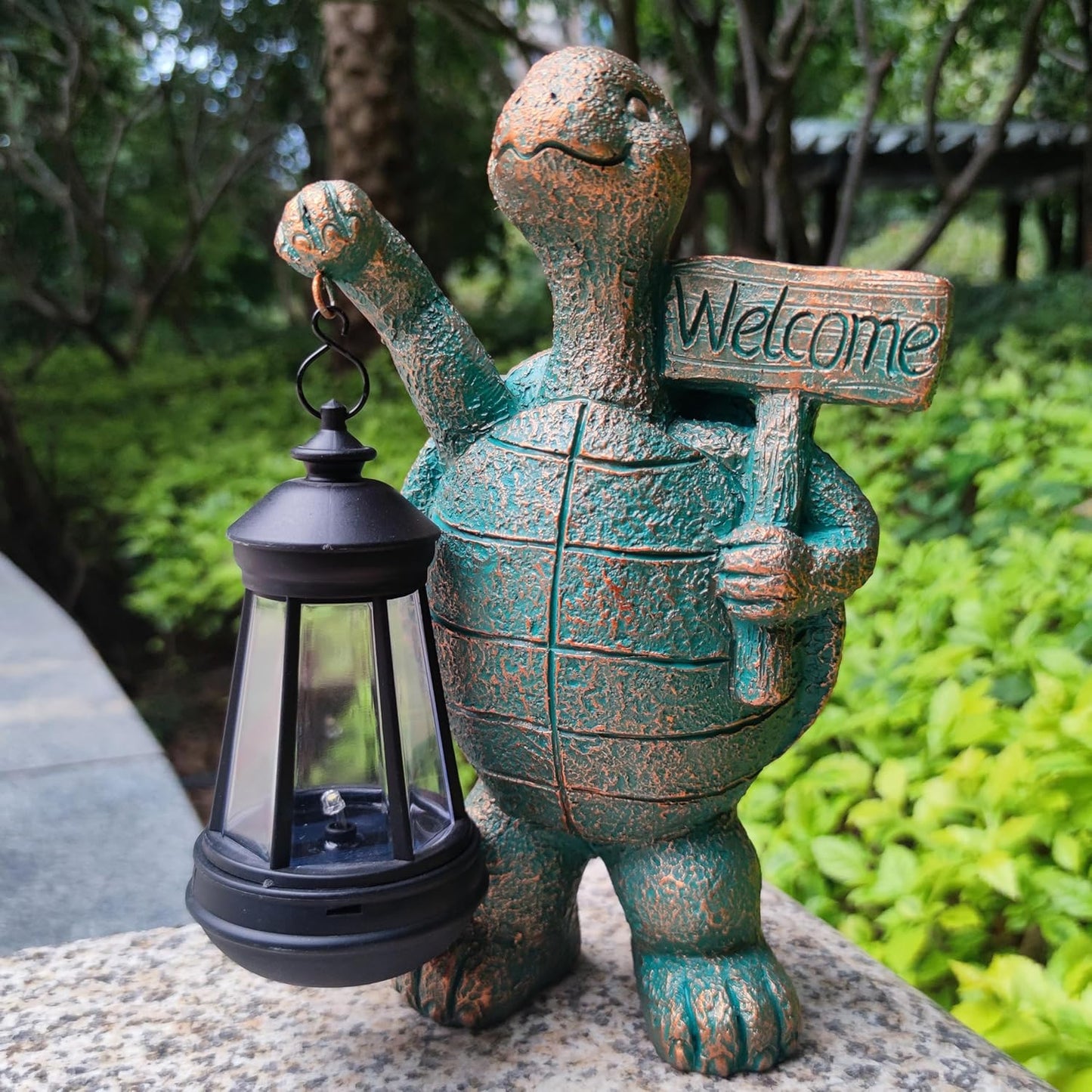 Turtle Garden Statue Outdoor Décor with Solar Lights Lantern,Turtle Solar Light Figurines Outside Decorations for Yard，Lawn,Patio, Balcony, Unique Housewarming Gifts