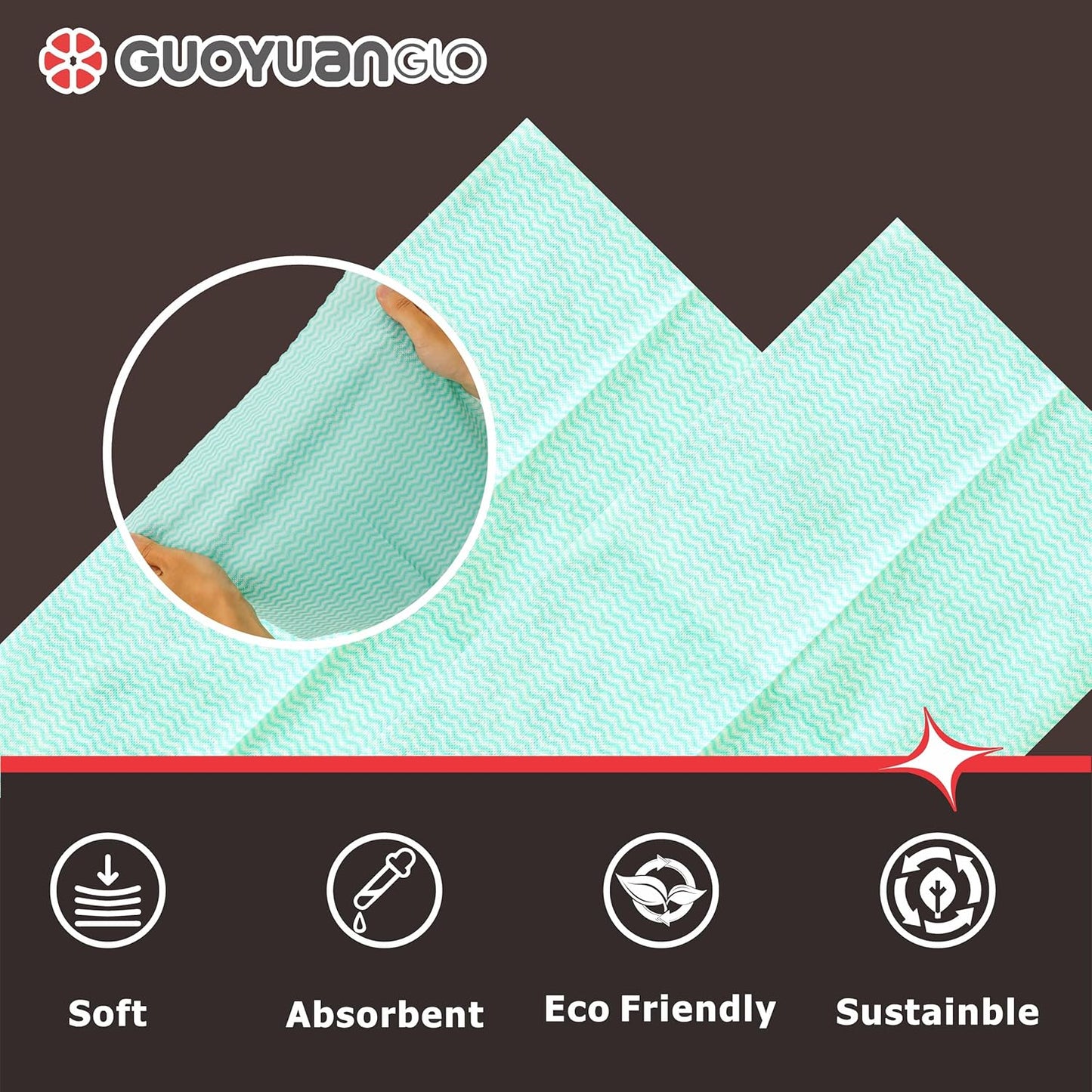 Disposable Dish Cloths Disposable Cleaning Towels Heavy Duty Reusable Cleaning Cloths Dish Rags for Kitchen,11.8 x 21 inches - 50 Counts/Pack,Green