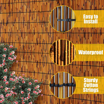 Natural Reed Fencing 6FT X 16.4FT Reed Fence 6FT High Balcony Reed Fence Privacy Reed Screen for Outdoor Backyard Patio(Brown)