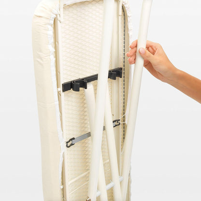 Brabantia Size B Ironing Board (49x15 in) 7 Height Options, Adjustable Steam Iron Rest Holder (Ecru) Non-Slip Feet, Anti-Collapse Child Locks