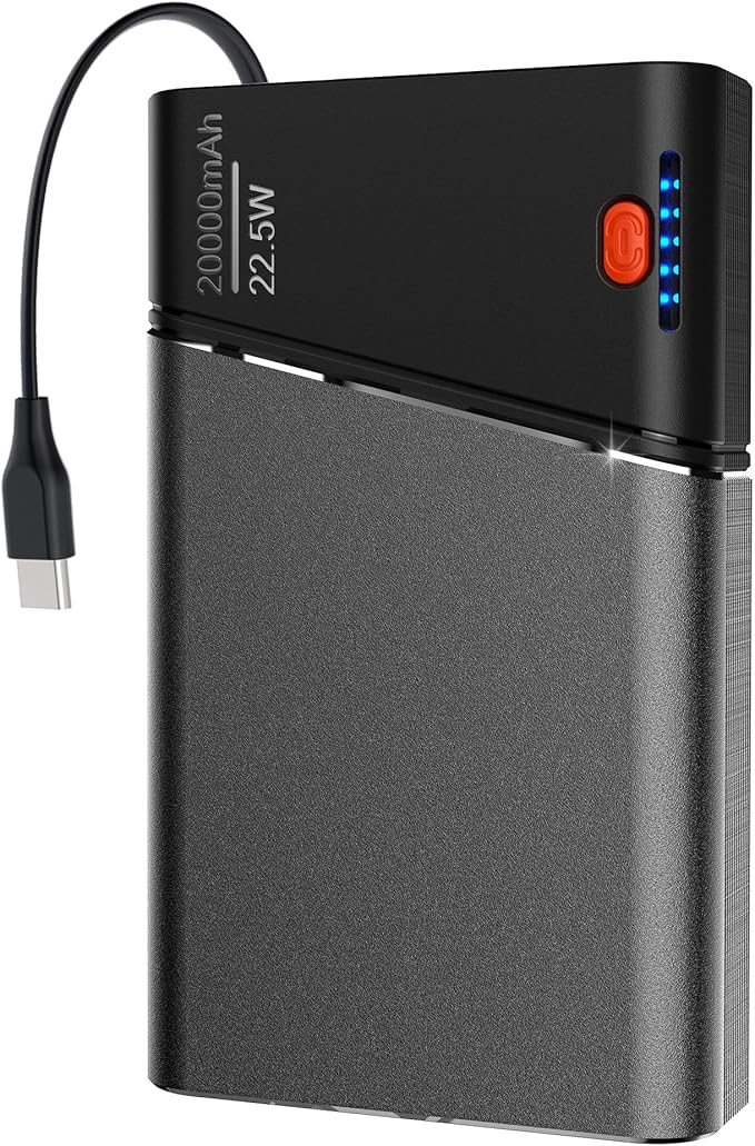 Portable Charger 20000mAh, 22.5W PD 3.0+QC 4.0 Super Fast Charging Power Bank, Cooler Aerospace Metal Case for iPhone 17 16 15 14, 13 Android, iPad, Samsung Google Tablet & More, Travel Essential