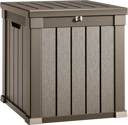 YITAHOME Deck Box, 51 Gallon Weatherproof Outdoor Storage Container for Patio Cushions, Pool Supplies, Garden Tools, Lockable Lid and Side Handles, Light Brown
