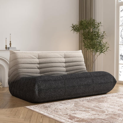 Bean Bag Chair, Loveseat Fireside Chair Bean Bag Sofa Large Bean Bag Chair for Adults, 2 Seater Bean Bag Chairs for Teens with High Density Comfortable Foam, Bean Bag for Living Room (Black&White)