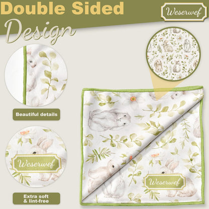 WESERWEF Design Microfiber Glasses Cleaning Cloth – Premium Cleaning Cloth for Eyeglasses, Screens, Tablets, Cameras & Lenses, 12" x 12", Ultra-Soft & Scratch-Free (Rabbits)