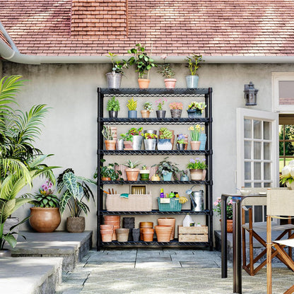 IZEUK 6-Tier Heavy Duty Metal Wire Shelving Unit, Adjustable Storage Rack Organizer for Garage, Kitchen, Office, Basement, Warehouse (Black, 17.7" D x 47.2" W x 82.7" H)