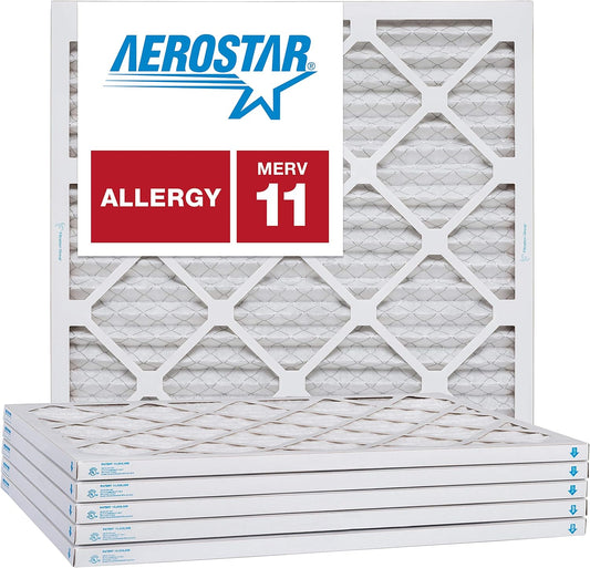 Aerostar 21 1/4x21 1/4x1 MERV 11, Pleated Air Filter, 21 1/4 x 21 1/4 x 1, Box of 6, Made in the USA