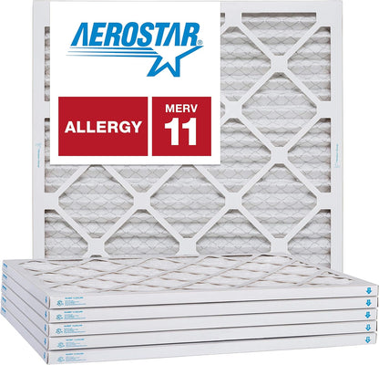 Aerostar 22x22x1 MERV 11, Pleated Air Filter, 22x22x1, Box of 6, Made in the USA