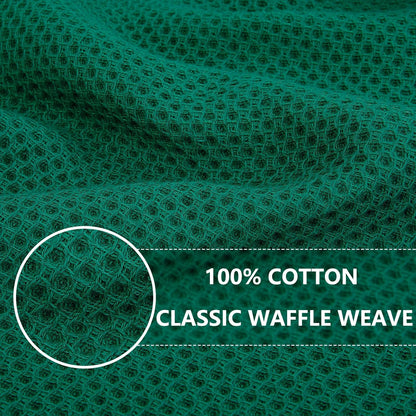 Homaxy 100% Cotton Waffle Weave Kitchen Dish Cloths, Ultra Soft Absorbent Quick Drying Dish Towels, 12 x 12 Inches, 6-Pack, Dark Green