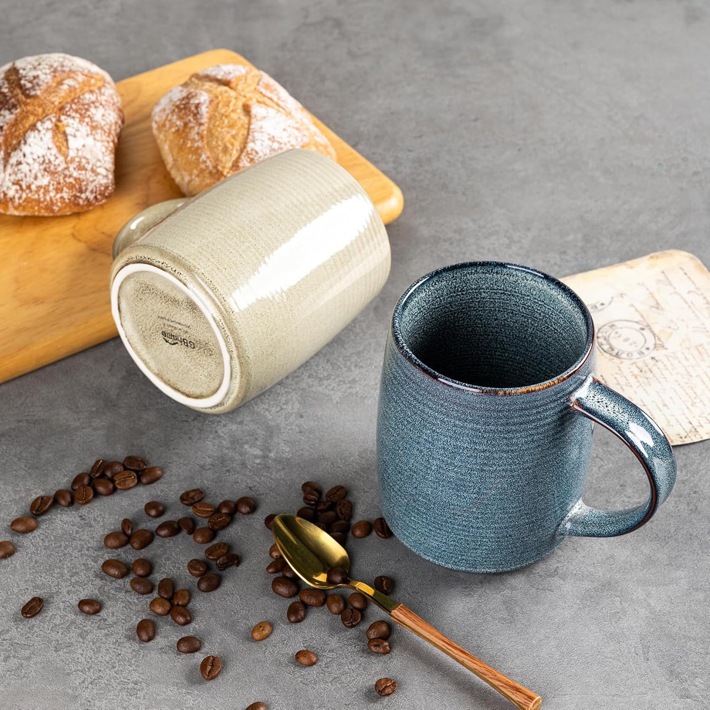 GBHOME Large Ceramic Coffee Mugs Set of 6, 18oz Handmade Stoneware Coffee Mugs Set for Latte/Cappuccino/Hot Cocoa, Dishwasher & Microwave Safe, Multi-Color