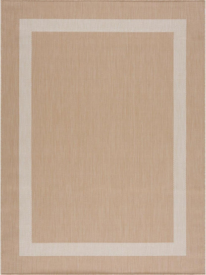 CAMILSON Outdoor Rug 10x14, Large Modern Outside Rugs for Patios Porches Waterproof Durable Washable Non-Shedding, Easy-to-Clean Indoor/Outdoor Area Carpet (10 x 14, Bordered - Beige/White)