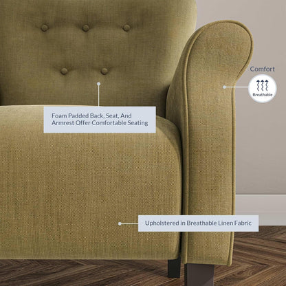 BELLEZE Modern Accent Chair, High Back Armchair, Upholstered Wingback Side Chair, Padded Single Sofa with Wooden Legs for Living Room, Bedroom - Avocado