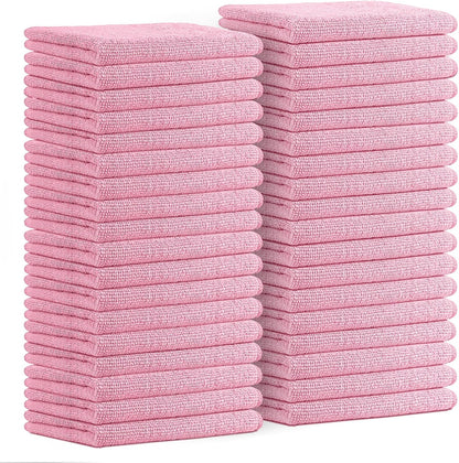 Avalon Towels Microfiber Cleaning Cloths (Value Pack of 36) Size 16" x 16", Highly Absorbent Cleaning Rags, Lint Free Cleaning Towels, Reusable and Washable, Microfiber Towels for Cars (Pink)