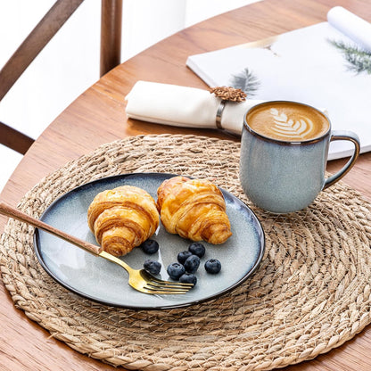 LERATIO Ceramic Dinnerware Sets for 4,16-Piece Reactive Glaze Plates and Bowls Set with Mugs,Highly Chip and Crack Resistant | Dishwasher,Microwave & Oven Safe Dishes set-Gray White