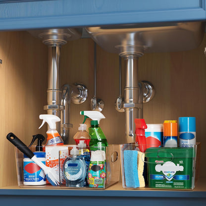 ClearSpace Plastic Storage Bins with Divider, 2 Pack – Perfect Kitchen Organization or Pantry Storage – Fridge Organizer, Pantry Organization and Storage Bins, Cabinet Organizers