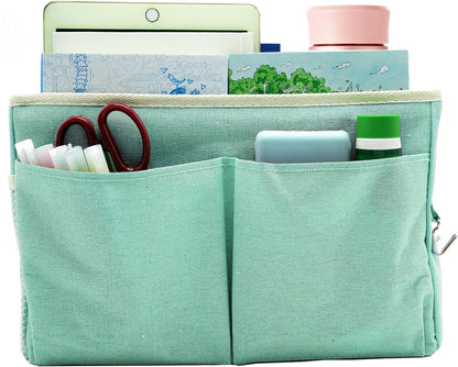2-Pack Bedside Caddy Bedside Hanging Storage Basket Multi-Function Organizer Caddy for Bunk and Hospital Beds Dorm Rooms Bed Rails, Can be Placed Glasses Books Mobile Phones（2pcs Green）
