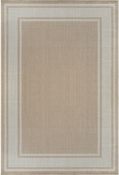 Beverly Rug Large Outdoor Rug 9x12 Modern Bordered Area Rugs for Indoor and Outdoor Patio Deck Porch Garden Waterproof Weather Sun Resistant Washable Outside Carpet (9 x 12 Beige)