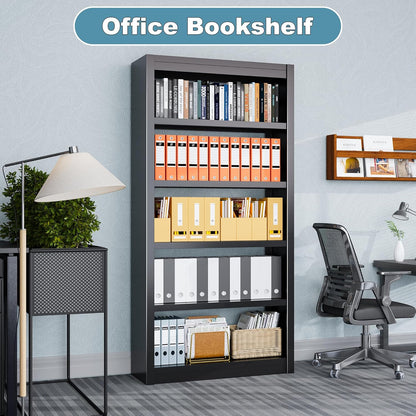 Bookcase, 5-Shelf Industrial Bookshelf, Large Storage Space, Adjustable Bookshelves, Perfect for Living Room, Home Office, Garage, Ideal for Home Office Upgrade