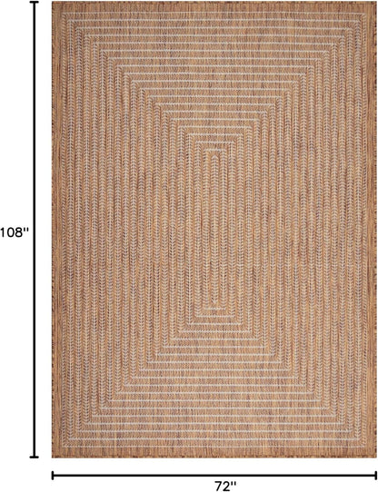 Adiva Rugs Outdoor Indoor Area Rug, Weather Resistant, Easy to Clean, Stain Resistant Floor Mat for Dining Room, Backyard, Deck, Patio (Wooden, 6' x 9')