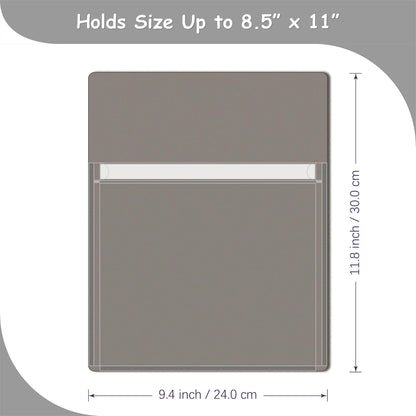 Magnetic Pocket 4 Pack – Self-Adhesive Magnetic Storage Pouch for Documents, Notes & Tools, Strong Magnet Backing for Fridge, Whiteboards, and Metal Surfaces (Gray 4Pcs)