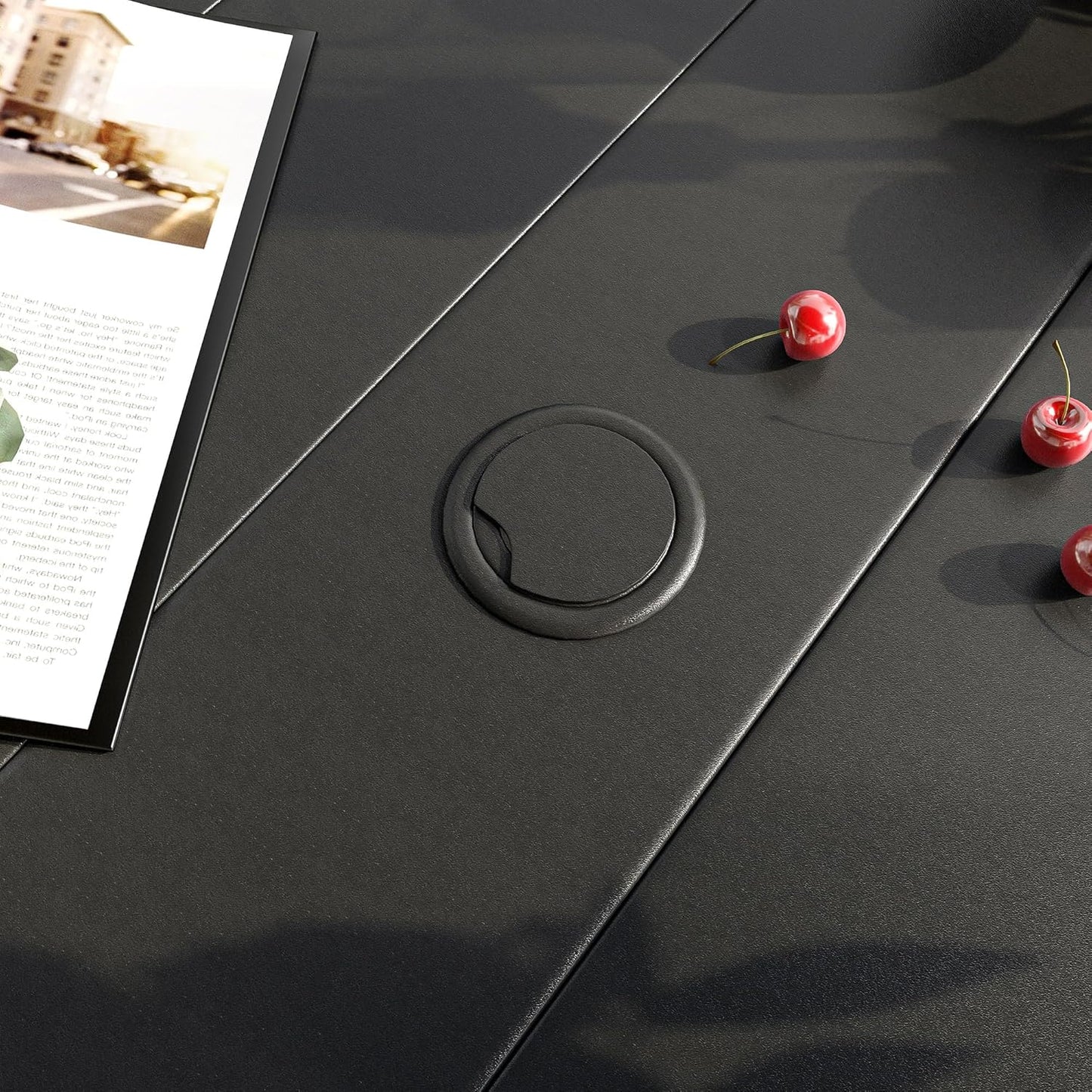 VICLLAX 35.5" Round Outdoor Bar Table, Bar Height Patio Table with Adjustable Umbrella Hole for Balcony, Black