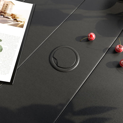 VICLLAX 35.5" Round Outdoor Bar Table, Bar Height Patio Table with Adjustable Umbrella Hole for Balcony, Black