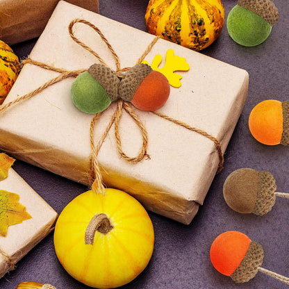 Tatuo 25 Pcs Fall Felt Acorn Ornament Hanging Wool Felted Acorn Garland for Fall Tree Ornament Thanksgiving Felt Ball Pom Decor with Rope for Thanksgiving Christmas Tree Mantel Wall Home