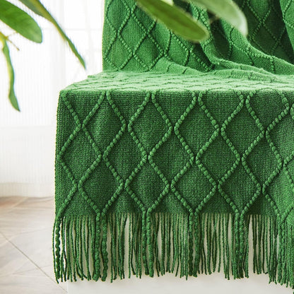 inhand Green Christmas Throw Blanket for Couch and Bed, Birthday Gifts for Women Teen Girl Friend Home Decor Knitted Blanket and Throws, Outdoor Lightweight Farmhouse Warm Woven Decorative, 50"x60"