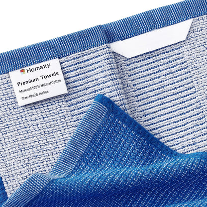 Homaxy Premium Kitchen Towels(18”x 28”, 12 Pack), Large Cotton Kitchen Hand Towels, Flat and Terry Dish Towels, 380 GSM Highly Absorbent Tea Towel Set with Hanging Loop, Blueberry