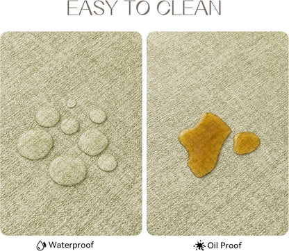 Romanstile Vinyl Placemats Set of 8-12 X 18 Inch - Heat Resistant Place Mats 100% Waterproof Oilproof Wipeable Reversible Faux Leather Table Mats for Kitchen/Dining/Party/Outdoor, Grass Green