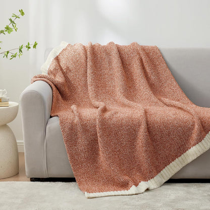 Snuggle Sac Orange Throw Blanket for Fall, Ultra Soft Warm Fall Blanket for Couch, Cozy Fuzzy Knit Microfiber Blankets and Throw Dupes for Sofa, Bed, Orange 50 x 60 inches