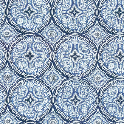 LVTXIII Outdoor Inflatable Ottoman, Fade-Resistant Round Footrest Stool D31”x H14”, Portable Patio Pouf for Garden Camping or Home Use, Medallion Blue