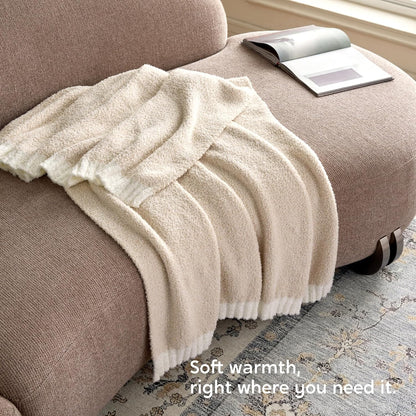 Joiedomi Throw Blanket for Couch Bed Sofa, Beige Knitted Blankets Gifts for Women Mom Girls, Cozy Cute Soft Throw Home Room Decor Aesthetic for Women Mothers Birthday Gifts 50x60 Inches