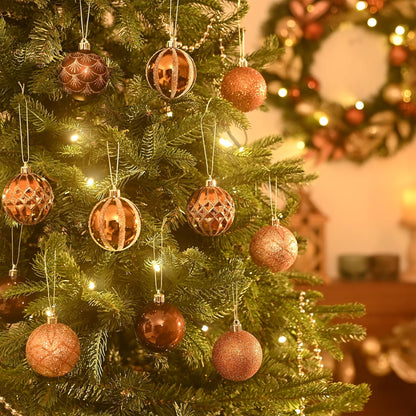 Valery Madelyn Christmas Ornaments Set, 30ct 2 Inches Bronze Copper Brown Gold Shatterproof Christmas Tree Decorations Ball Ornaments Bulk, Elegant Hanging Ornaments for Xmas Holiday Party Decor