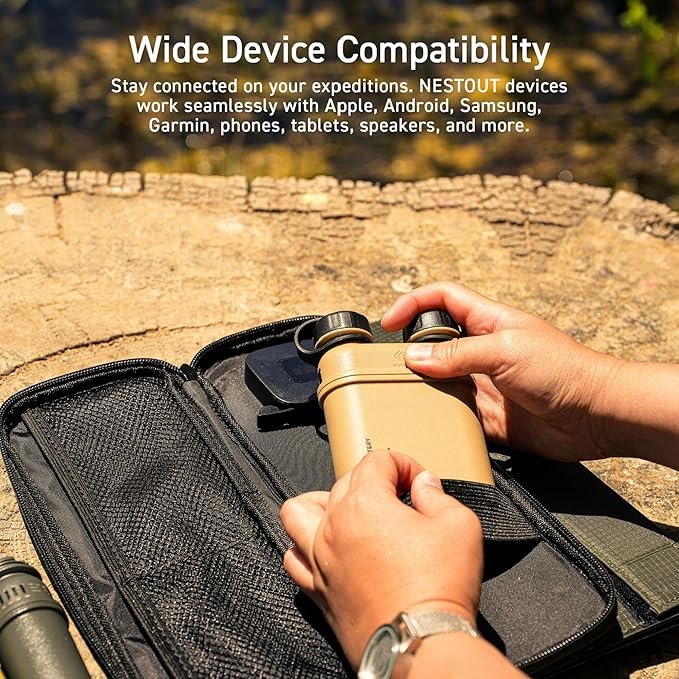 ELECOM NESTOUT Rugged Power Bank, 15000mAh Outdoor Charger, 32W USB C Fast Charging PD, Waterproof IP67, Heavy Duty Shockproof, Tactical Battery Pack for iPhone Tablet Hiking Camping Survival (Beige)