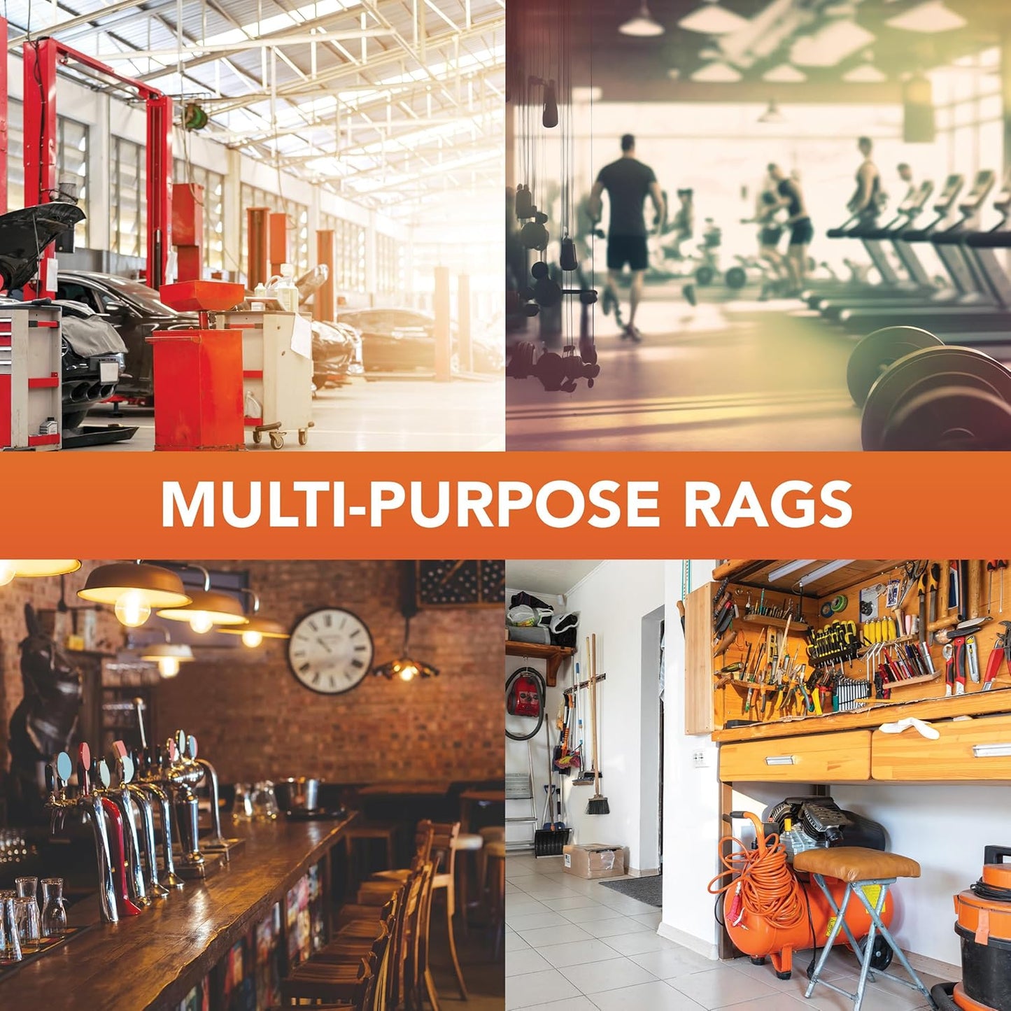 Arkwright W11 Terry Cloth Towels for Cleaning - Soft Cotton Blend Washable Multi-Purpose Bar Mop, Absorbent & Quick Dry, Box of Rags for Kitchen, Auto Shop, and Garage, 5 lb, White