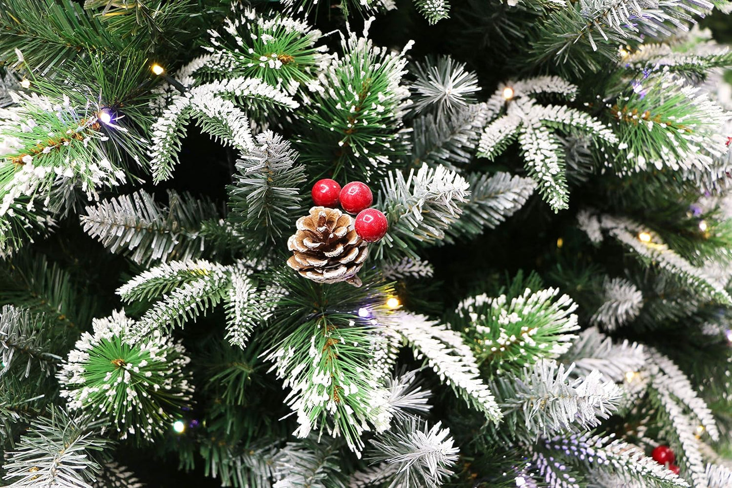 Super Dual Flocked Pine Christmas Tree Pre-lit with Color Changing LED Lights (6ft Pre-lit)