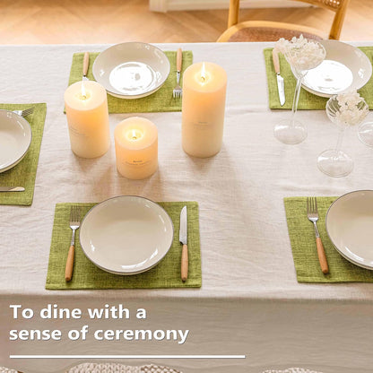 Home Brilliant Green Placemats Set of 8 Washable Place Mats Linen Placemats Heat Resistant Table Mats for Wooden Table Indoor Outdoor Decor, Lime Green