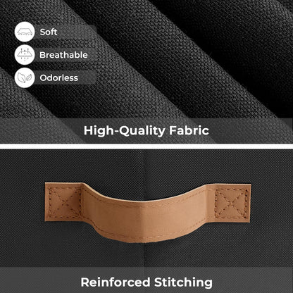 StorageWorks Large Storage Bins with Lids, Decorative Storage Boxes with Lid and PU Handles, Foldable Storage Baskets for Closet, Shelves, Stackable, Black, 3-Pack