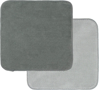 Microfiber Dish Cloths Fast Drying Kitchen Cleaning Cloth Dish Rags Dust Cloths Ultra Absorbent Lint Free Washcloths with Poly Scrub Side 12inch x 12inch 8 Pack (Gray)