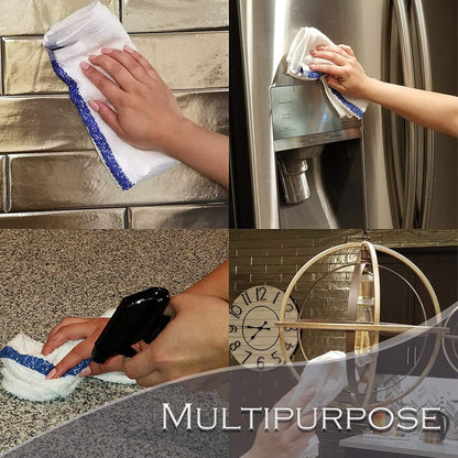 New Cotton Blend White Restaurant Bar Mops Kitchen Towels (36, Gold Stripe)