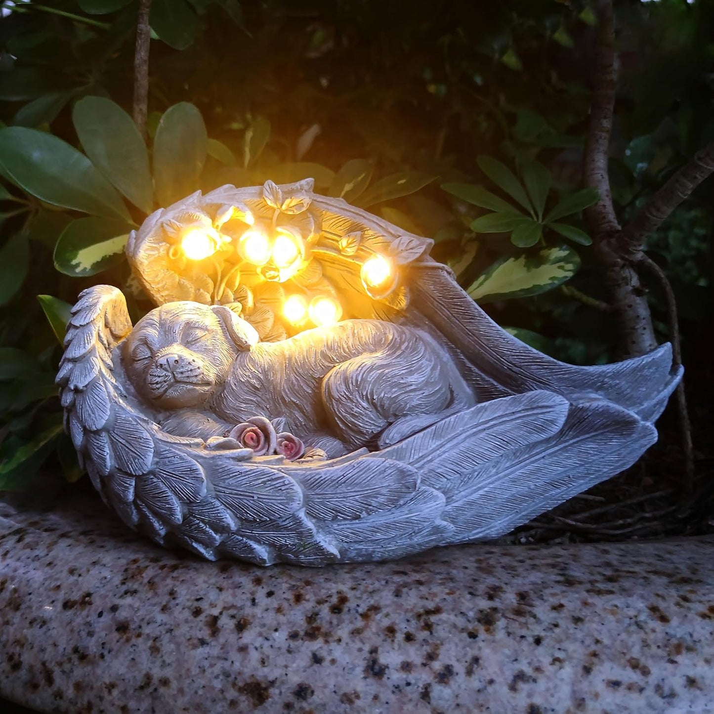 Solar Dog Garden Statues Outdoor Décor- Dog Figurines Solar LED Light Lawn Ornaments - Yard Decorations for Patio, Balcony, Backyard -Unique Birthday House Warming Gifts for Mom